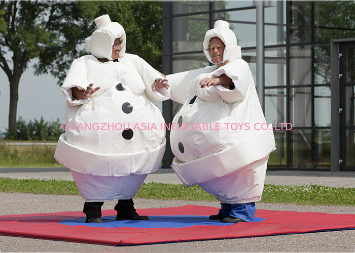 White Inflatable Cartoon Sumo Suits With Foam / Sumo Wrestler Costume
